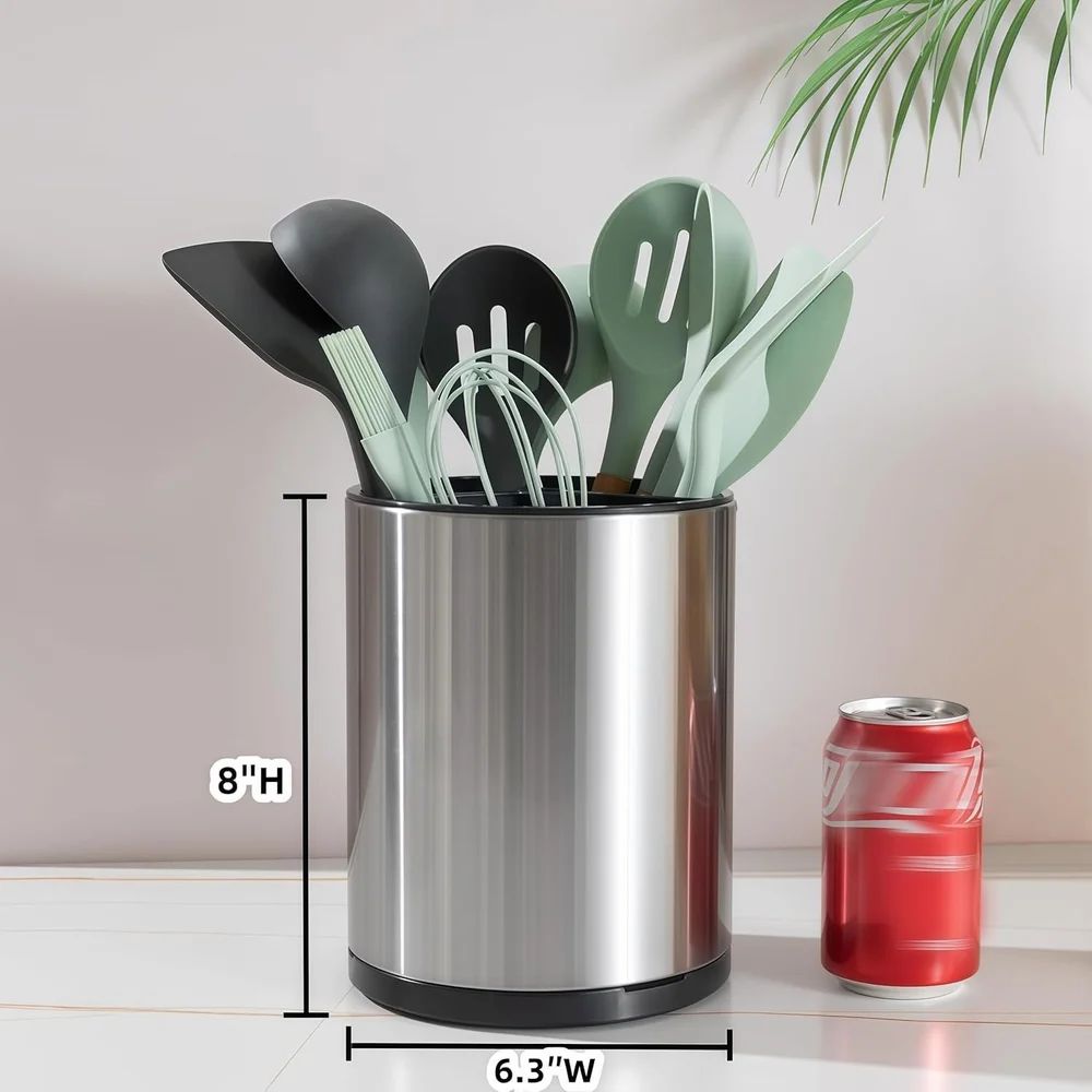 Stainless Steel Kitchen Utensil Holder with Drain Hole