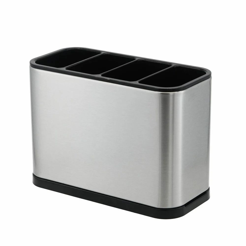 Stainless Steel Cutlery Holder with Drainage & Detachable Compartments