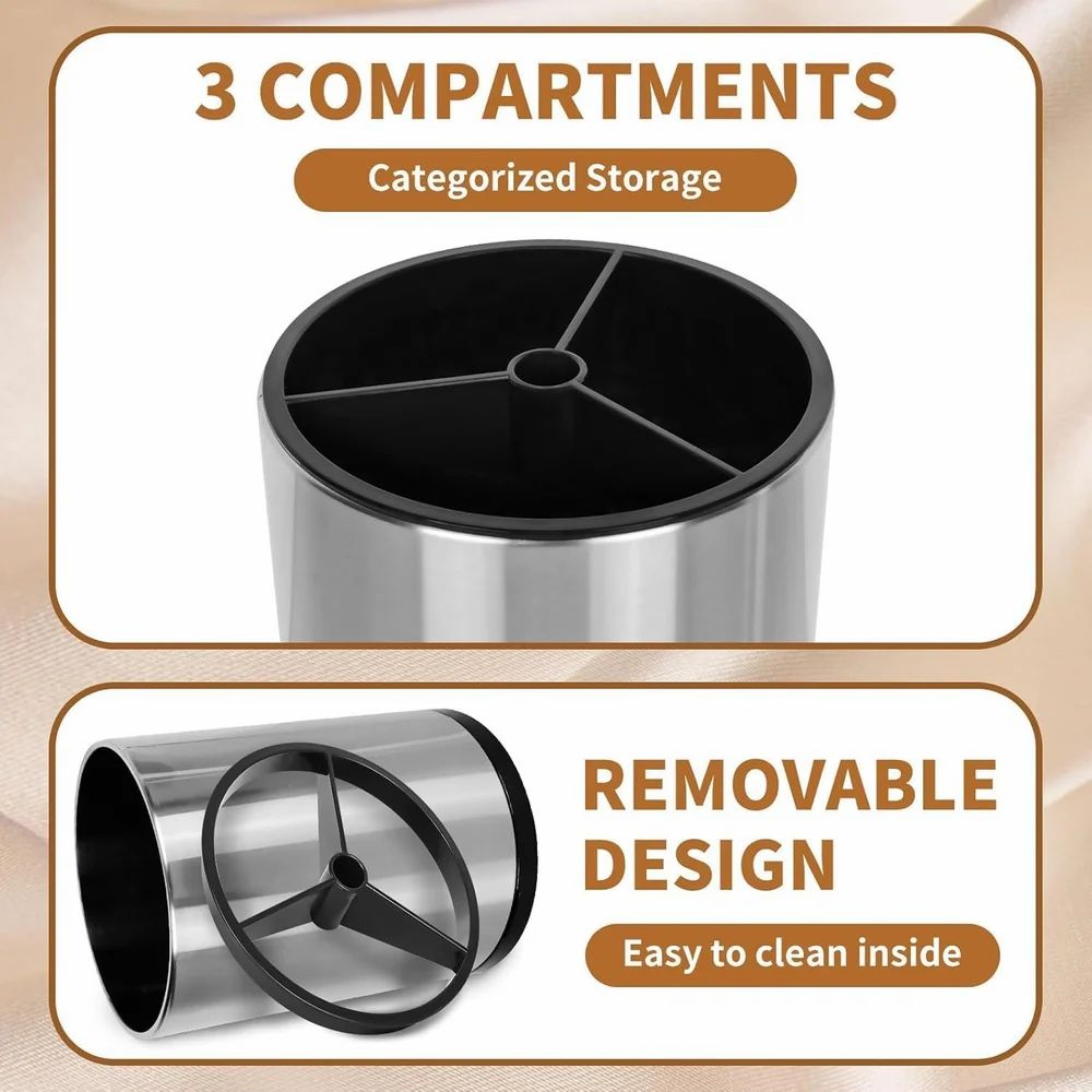Stainless Steel Kitchen Utensil Holder with Drain Hole